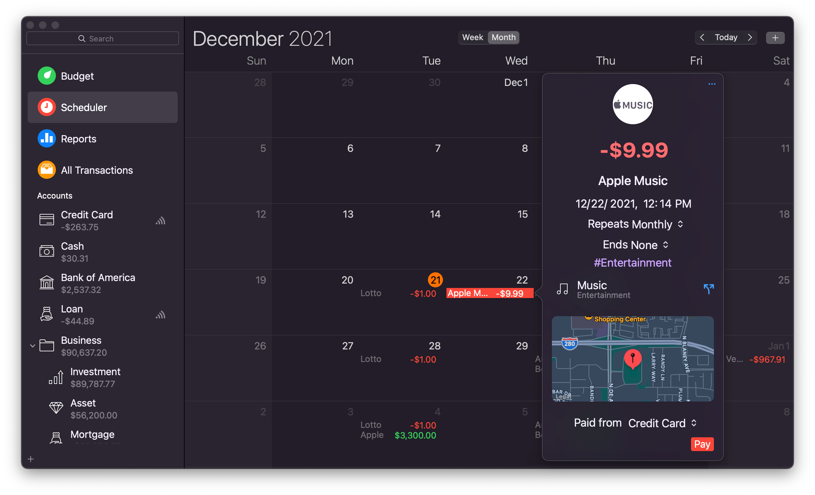 Money Scheduled Transactions